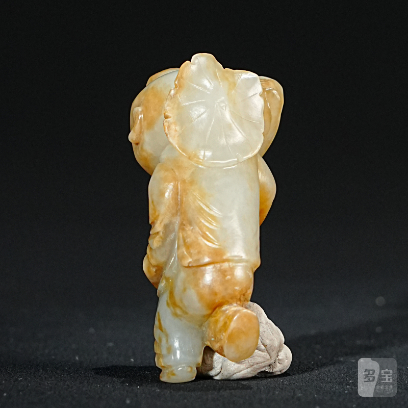 明早期 红沁持莲玉童子 - 图2